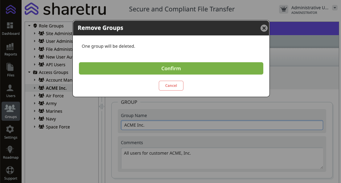 Groups - Deleting an Access Group