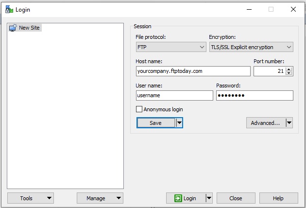 WinSCP FTPS-connection