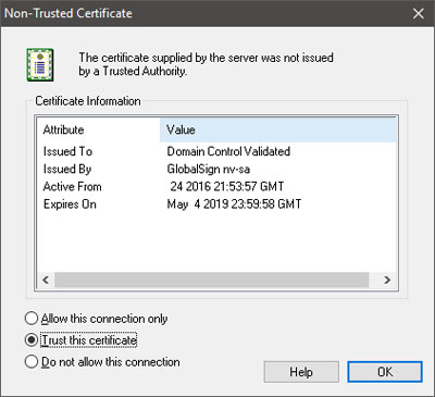 Non-Trusted Certificate